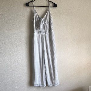 Striped jumpsuit, cropped with bow